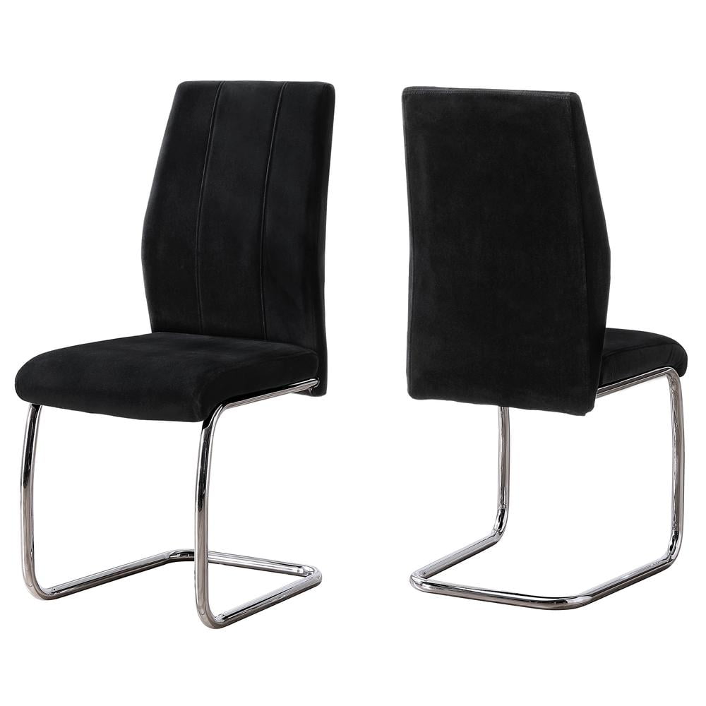 Modern Luxe Black Velvet Upholstered Side Chair with Chrome Metal Base
