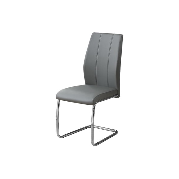 Dining Chair Set Of 2 Side Upholstered Kitchen Pu Faux Leather Look Grey Chrome