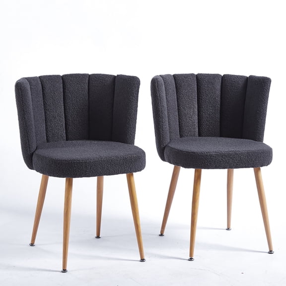 Dining Chair Set in Gray Color / Spacious Seating & Metal Tube Legs / Living and Dining Rooms