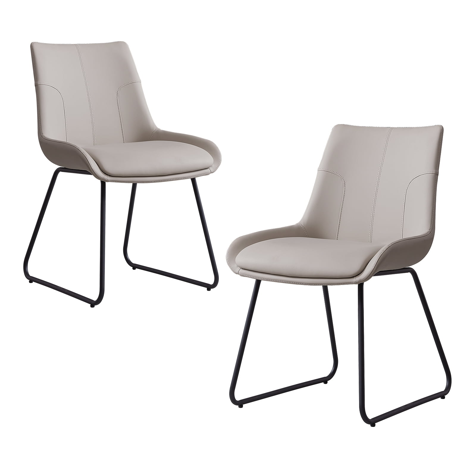 Dining Chair Set of 2, Mid Century Modern Faux Leather Dining Chair for