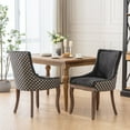 thumbnail image 1 of Dining Chair Set of 2, Thickened Fabric Dining Room Chairs with Solid Wood Legs, Bronze Nail Head, Black, 1 of 8