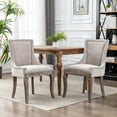 thumbnail image 1 of Dining Chair Set of 2 - Thickened Fabric Upholstery, Solid Wood Legs, Bronze Nailhead Trim, Modern Neutral Tone,Beige, 1 of 9