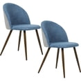 thumbnail image 1 of Dining Chair Set of 2 Upholstered Fabric Mid Backrest with Wooden Legs for Home Kitchen Bedroom Living Room,Blue/Grey, 1 of 5