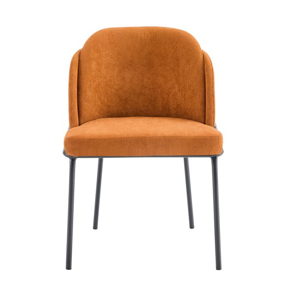 Dining Chair Set of 2 with Brown Seat Black Leg / Optimized Design for Comfortable Sitting