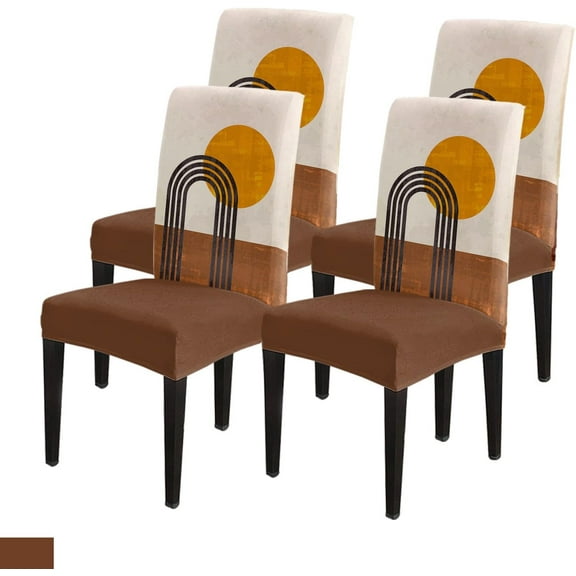Dining Chair Slipcover, Bohemian Abstract Art Mid Century Sun Rainbow Boho Stretch Kitchen Chair Covers Removable Parsons Chair Protector Covers for Dining Room Banquet Party, Set of 4