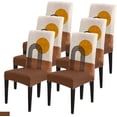 thumbnail image 1 of Dining Chair Slipcover, Bohemian Abstract Art Mid Century Sun Rainbow Boho Stretch Kitchen Chair Covers Removable Parsons Chair Protector Covers for Dining Room Banquet Party, Set of 6, 1 of 6