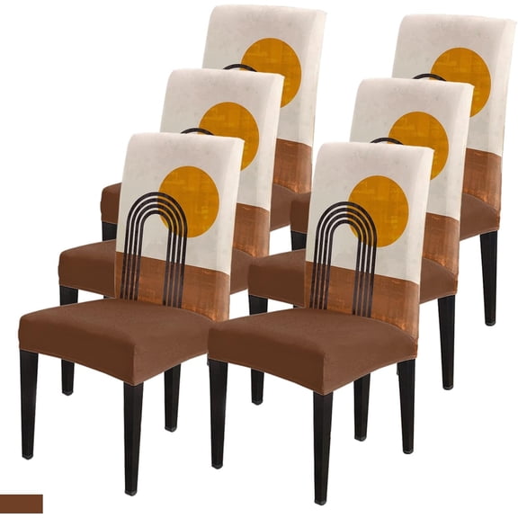Dining Chair Slipcover, Bohemian Abstract Art Mid Century Sun Rainbow Boho Stretch Kitchen Chair Covers Removable Parsons Chair Protector Covers for Dining Room Banquet Party, Set of 6