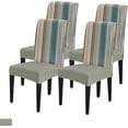thumbnail image 1 of Dining Chair Slipcover, Boho Stripes Bohemian Vintage Farmhouse Decor Teal Brown Beige Stretch Kitchen Covers Removable Parsons Protector for Room Banquet Party, Set of 4, 1 of 6