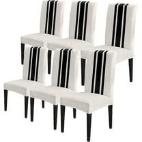 Dining Chair Slipcover, Christmas Black and White Stripe Rustic Farmhouse Style Countryside Chair Protector Stretch Parsons Chair Covers for Dining Room, Restaurant, Kitchen, Party, 6 Packs