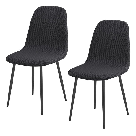 Dining Chair Slipcover Dining Room Shell Side Chair Covers Stretch Armless Chair Slipcovers Set of 2/4/6 for Kitchen Restaurant and Living Room(Black 2Set)