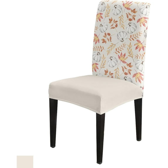 Dining Chair Slipcover, Fall Thanksgiving Pumpkin Maple Leaf Orange Chair Protector Stretch Parsons Chair Covers for Dining Room, Restaurant, Kitchen, Party, Set of 4