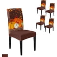 thumbnail image 1 of Dining Chair Slipcover, Happy Fall Y''all Pumpkin Maple Leaves Wooden Thanksgiving Stretch Kitchen Chair Covers Removable Parsons Chair Protector Covers for Dining Room Banquet Party, Set of 4, 1 of 6