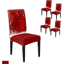 Dining Chair Slipcover, Merry Christmas Snowflake Pattern Red Stretch Kitchen Chair Covers Removable Parsons Chair Protector Covers for Dining Room Banquet Party, Set of 4