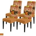 thumbnail image 1 of Dining Chair Slipcover, Thanksgiving Autumn Turkey Grape Pumpkin Maple Leaves Stretch Kitchen Chair Covers Removable Parsons Chair Protector Covers for Dining Room Banquet Party, Set of 4, 1 of 6