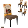 thumbnail image 1 of Dining Chair Slipcover, Thanksgiving Day Fall Cartoon Turkey Pumpkin Maple Leaf Orange Stretch Kitchen Chair Covers Removable Parsons Chair Protector Covers for Dining Room Banquet Party, Set of 6, 1 of 7