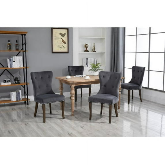 "Dining Chair Tufted Armless Chair Upholstered Accent Chair, Set of 4 (Grey)"