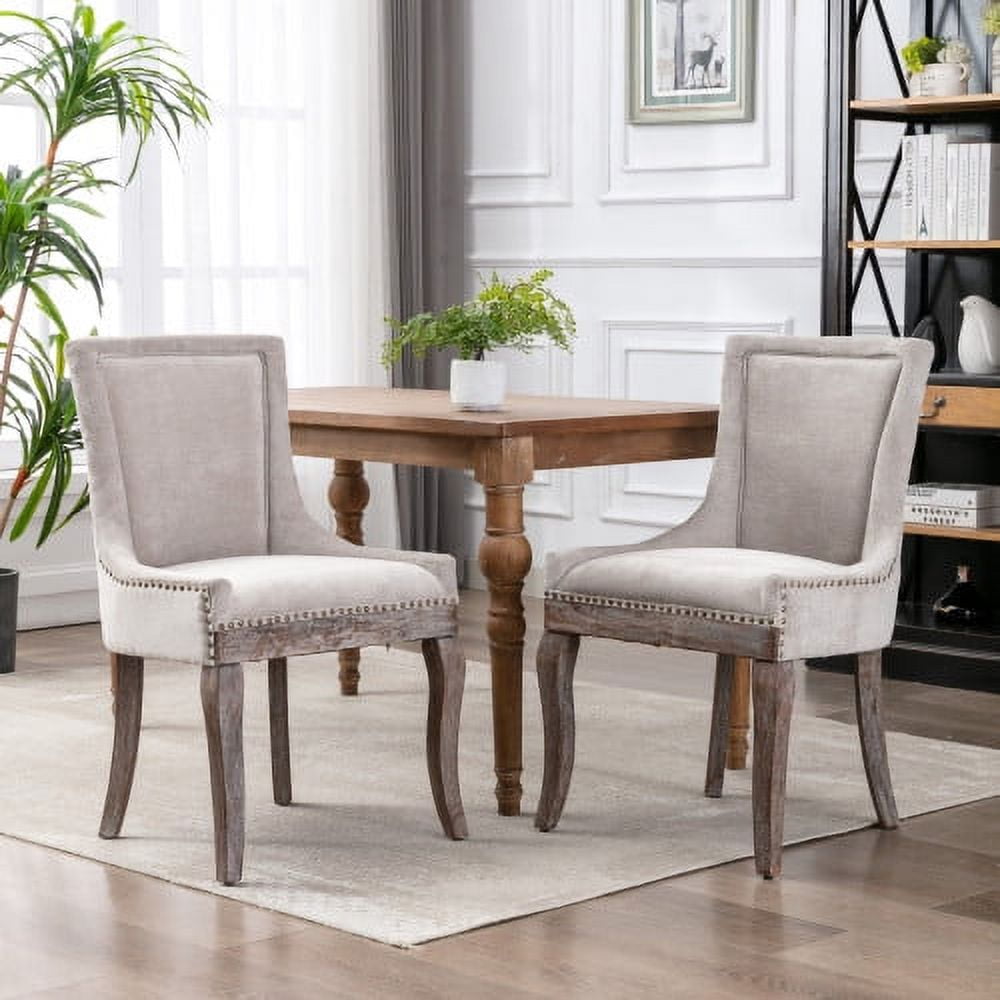 Beige dining chairs with nailheads online