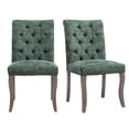 thumbnail image 1 of QuzyAor Tufted Chenille Dining Chair for Kitchen Living Room, Solid Wood Legs Farmhouse Accent Chair, Set of 2, Olive Green, 1 of 9