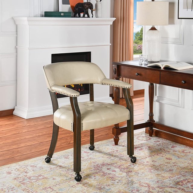 Dining Chair with Casters Leather Chair with Caster Nailhead Dining