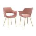 thumbnail image 1 of Dining Chair with Flared Curved Arms and Angled Metal Legs, Set of 2, Pink - Saltoro Sherpi, 1 of 5