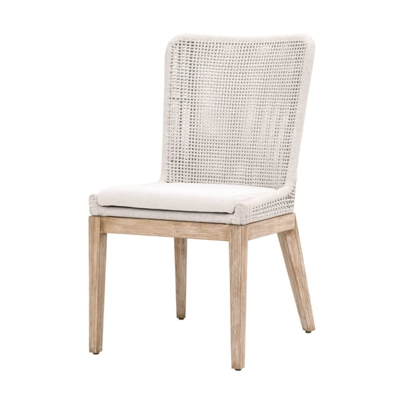 Dining Chair with Interwoven Rope Back and Aluminum Frame, Set of 2, Gray- Saltoro Sherpi