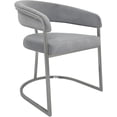 thumbnail image 1 of Dining Chair with Light Gray Velvet Cushion and Matte Silver Legs, 1 of 4