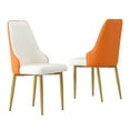 thumbnail image 1 of Dining Chair with PU Leather White solid wood metal legs (Set of 2), 1 of 6