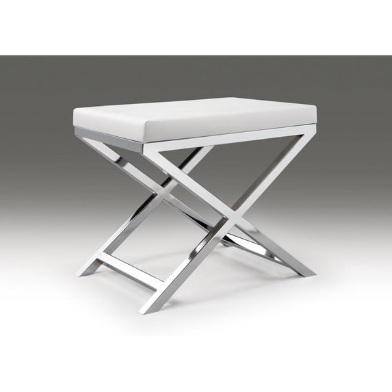 Dining Chair with Polyurethane Seat and Stainless Steel leg in White (Set of 2)