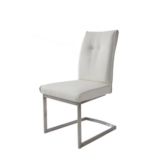 Dining Chair with White Polyurethane Seat Brushed Stainless Steel leg Set of 2