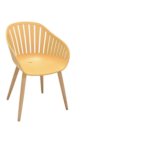 Dining Chair with Wooden Legs, Set of 2, Beige and Brown- Saltoro Sherpi