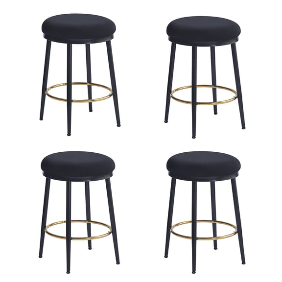 Dining Chairs 24.75'' Modern Counter Stools Set of 4,Black Counter Stools with iron Frame,Sponge cushion,Footrest,suitable for Kitchen/Bedroom/Dining Room.,Wooden Dining Chairs