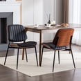 thumbnail image 1 of Dining Chairs A&A Furniture, Dining Chairs Set of 2 Mid Century Modern Retro Faux Leather Chair with Walnut Bentwood Back Upholstered Seat Metal Legs Adjustable Foot for Kitchen Dining Room Chairs(Bl, 1 of 19