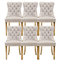 Dining Chairs, Accent Diner Chairs with Nailhead Trim and Back Ring Pull, Velvet Fabric Dining Room Chairs, Side Chair Kitchen Chairs with Golden Stainless Steel Plating Legs (Set of 6)