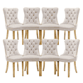 thumbnail image 1 of Dining Chairs, Accent Diner Chairs with Nailhead Trim and Back Ring Pull, Velvet Fabric Dining Room Chairs, Side Chair Kitchen Chairs with Golden Stainless Steel Plating Legs (Set of 8), 1 of 8