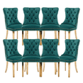thumbnail image 1 of Dining Chairs, Accent Diner Chairs with Nailhead Trim and Back Ring Pull, Velvet Fabric Dining Room Chairs, Side Chair Kitchen Chairs with Golden Stainless Steel Plating Legs (Set of 8), 1 of 9
