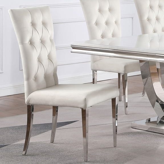 Dining Chairs Allessandra White Tufted Back Side Chair (Set of 2),Dining Room Seating