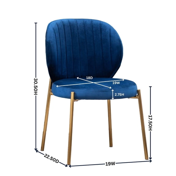 Dining Chairs Amoa Contemporary Velvet Upholstery Dining Chair, Blue,Wooden Dining Chairs
