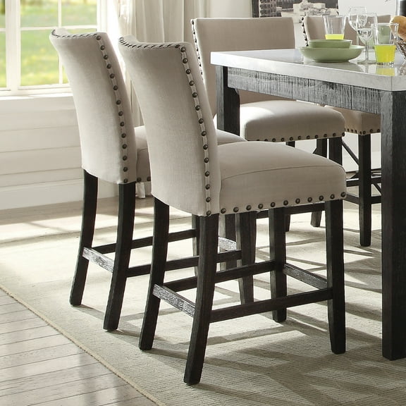 Dining Chairs Beige Counter Height Chair with Nailhead Trim (Set of 2),Dining Room Seating