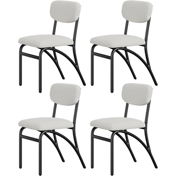 Dining Chairs,Boucle Dining Chairs Set of 4,Mid-Century Modern Upholstered Kitchen Dining Room Chairs with Arched Metal Legs for Dining Room Kitchen Living Room