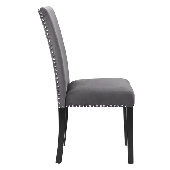 Dining Chairs Cobre Contemporary Velvet Dining Chair with Nailhead Trim, Set of 2, Gray,Fabric Dining Chairs