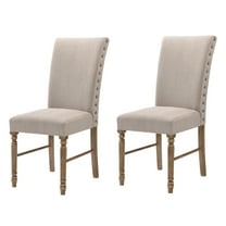 Dining Chairs Cream and Weathered Oak Tight Back Parson Chairs (Set of 2),Dining Room Seating