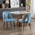 thumbnail image 1 of Dining Chairs Cushion Seat Back with Metal Legs Kitchen Dining Room Chair Set Upholstered Velvet Fabric Accent Chair(Light Blue,Set of 2), 1 of 8