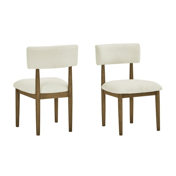 Dining Chairs Darla Set of 2 Walnut Oak Dining Side Chairs with Beige Sherpa Fabric,Fabric Dining Chairs