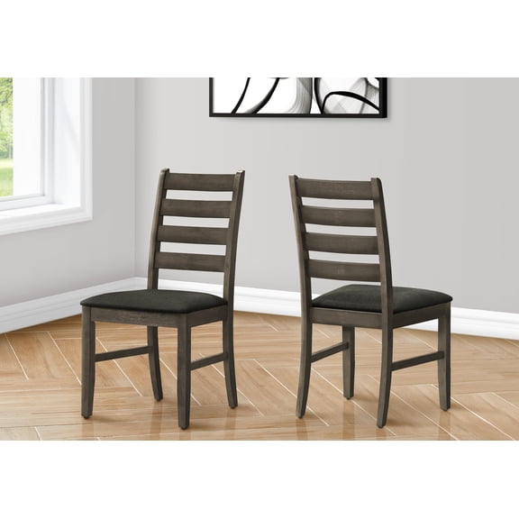 Dining Chairs Dining Chair, 38" Height, Dining Room, Kitchen, Set Of 2, Side, Upholstered, Antique Grey, Grey Fabric, Transitional,Dining Room Seating
