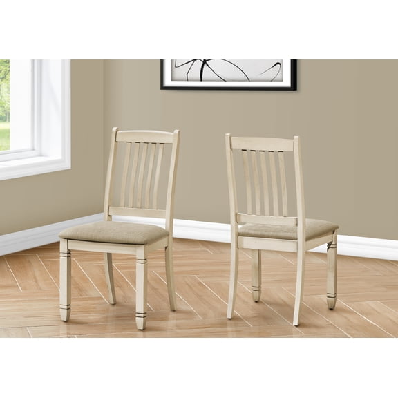 Dining Chairs Dining Chair, 38" Height, Set Of 2, Side, Upholstered, Kitchen, Dining Room, Antique White, Beige Linen Look, Transitional,Dining Room Seating