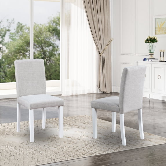 Dining Chairs Dining Chairs Only, Dining Chairs set for 4, Kitchen Chair with Padded Seat, Side Chair for Dining Room, White & Gray,Wooden Dining Chairs