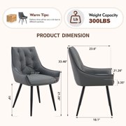 Dining Chairs Dining Chairs Set of 4, Dark Gray Faux Leather Dining Room Chair, Metal Kitchen Chairs with Gold Mesh Texture and Black Sanded Legs, Flat Back Upholstered Chair Dark Gray, Set of 4,Fa