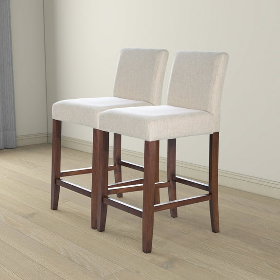 Dining Chairs, Dorian Beige Fabric Counter Chair (Set of 2), Dining Room Seating, Kitchen Dining Chairs,