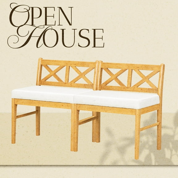 Dining Chairs, Farmhouse Modern Dining Chairs Set of 2, Natural+White Wooden Dining Chairs,Fabric,Rubber Wood Fabric Dining Chairs, Furniture Dining Furniture Seating for Dining Farmhouse Modern Dini