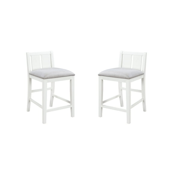 Dining Chairs Graham Set of 2 White Finish Upholstered Seat 20" Counter Height Chair,Fabric Dining Chairs